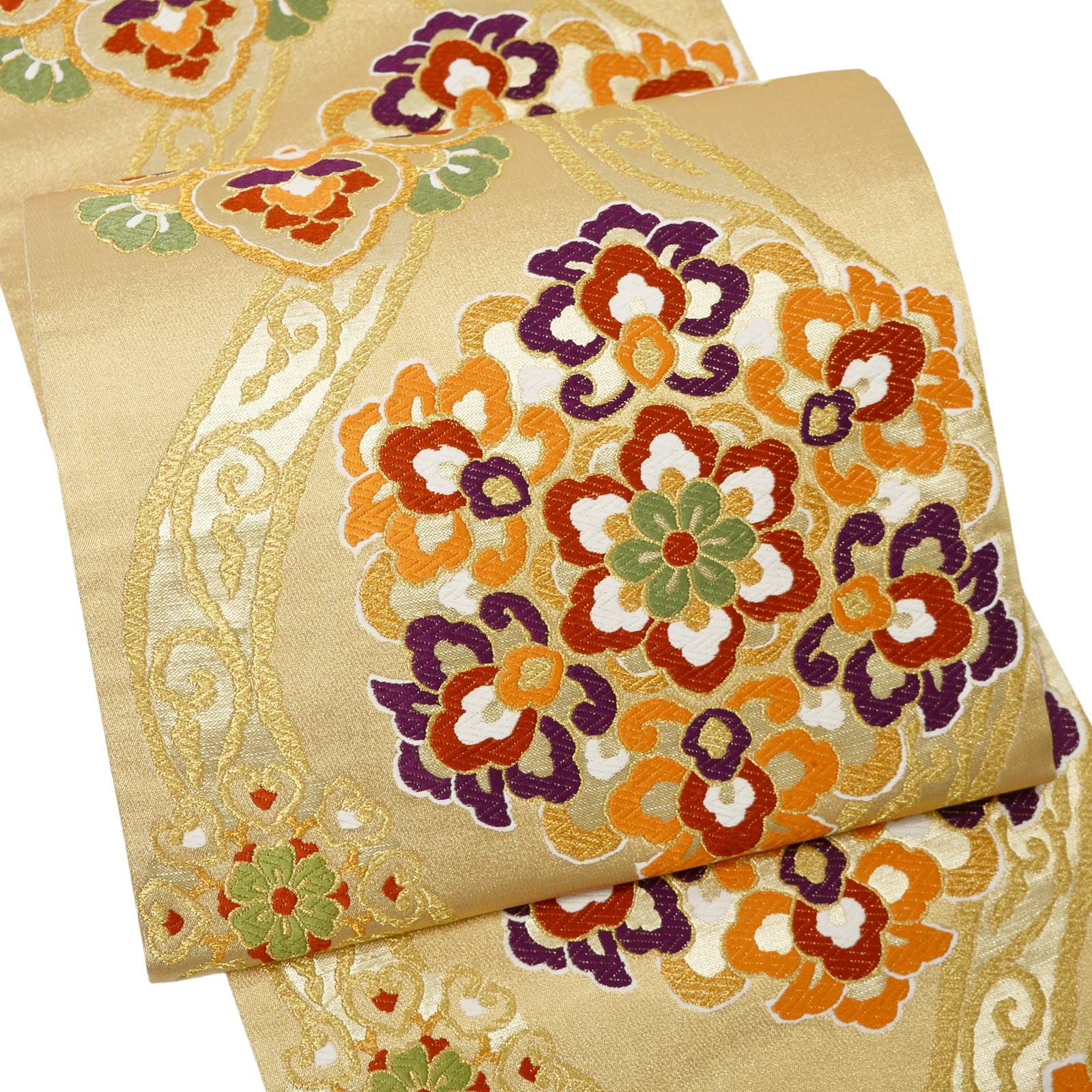 振袖 袋帯 単品「練色地 桜」日本製 西陣織 西陣織証紙番号 No.172 岡