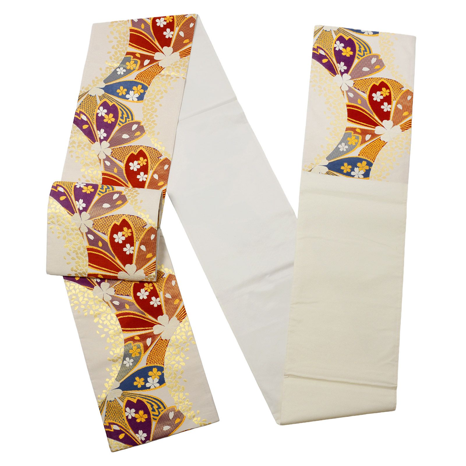 振袖 袋帯 単品「練色地 桜」日本製 西陣織 西陣織証紙番号 No.172 岡