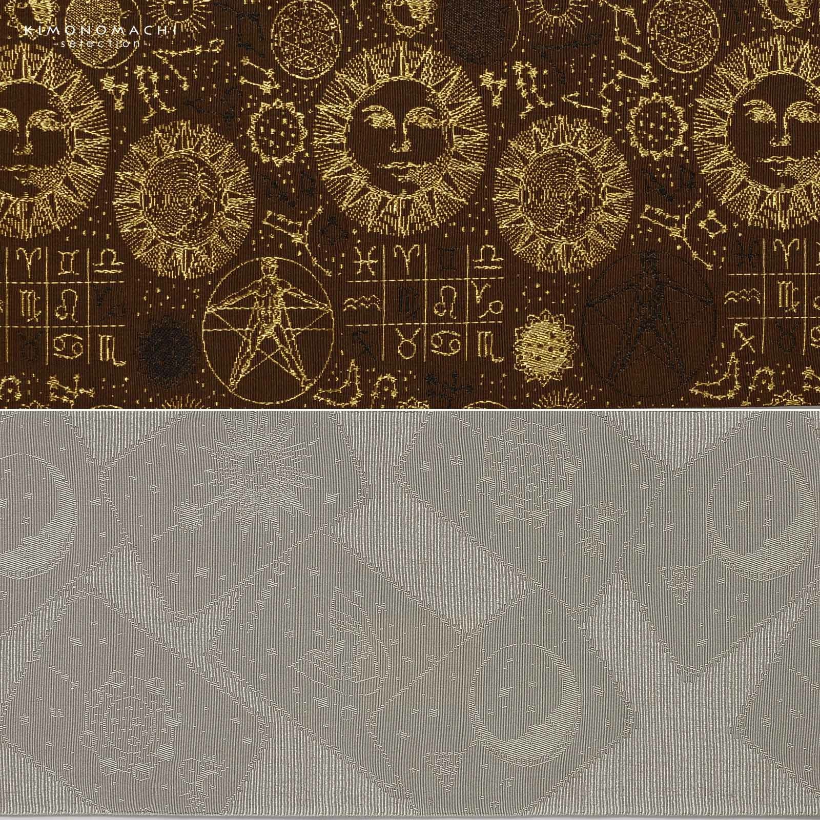 半幅帯 オルザ oluza oruza 単品「コスモグラフィー 鳥の子色×ゴールド