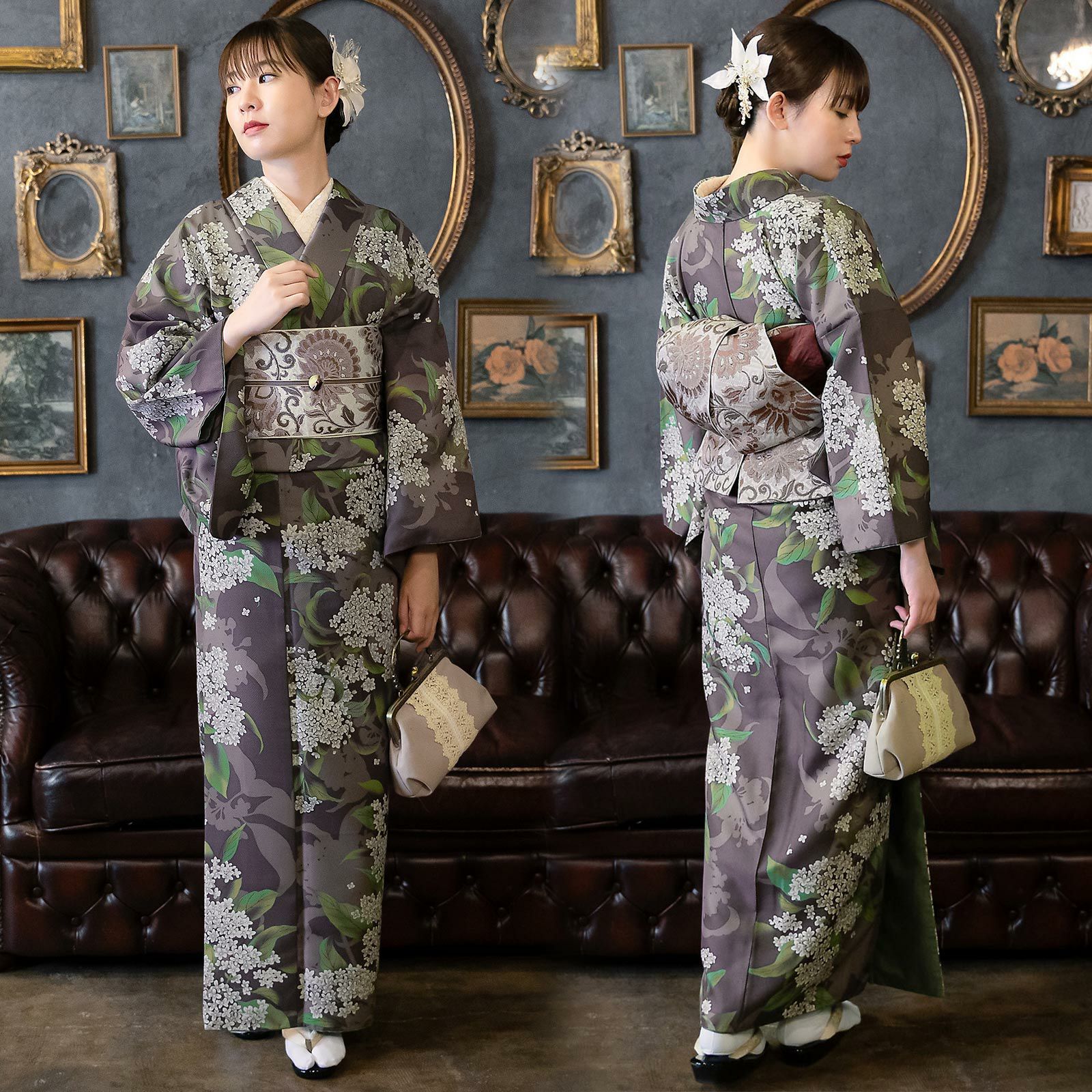 半幅帯 オルザ oluza oruza 単品「宝相華 小豆色・紺」日本製 細帯