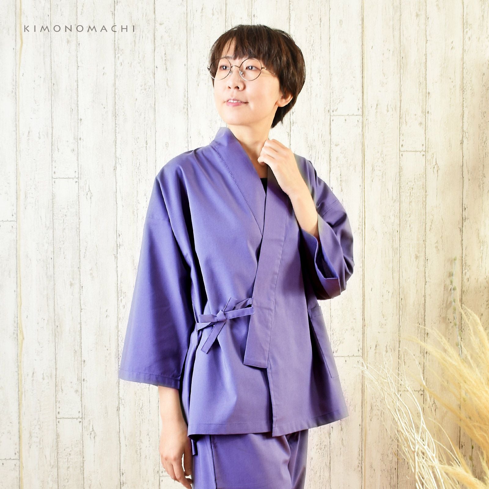 父の日CP300円OFF6/18まで)作務衣「灰紫色」 サイズ S M L LL 4サイズ