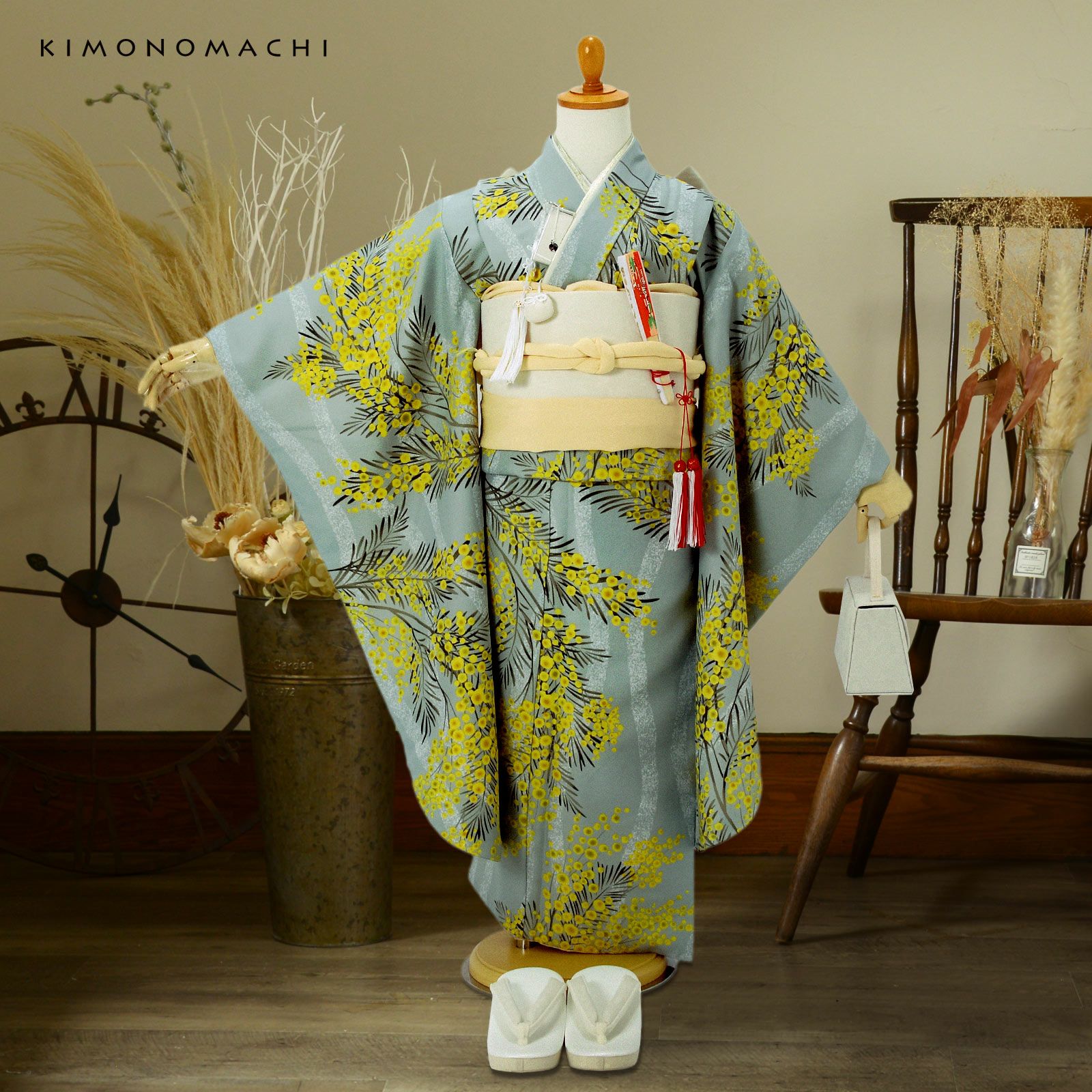 七五三7歳 MIN47 七五三早割COUPON10%OFF10/8迄)七五三 7歳 四つ身着物 単品「ミモザに