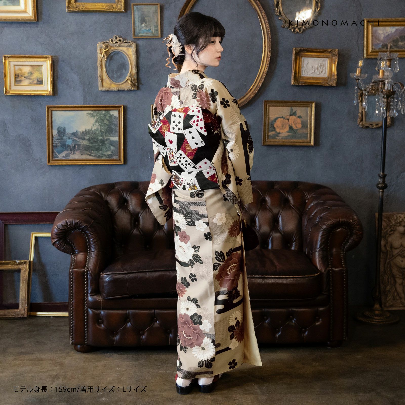 洗える着物10％OFF 5/14迄)洗える着物 セット「袷着物：雲に牡丹、花紋