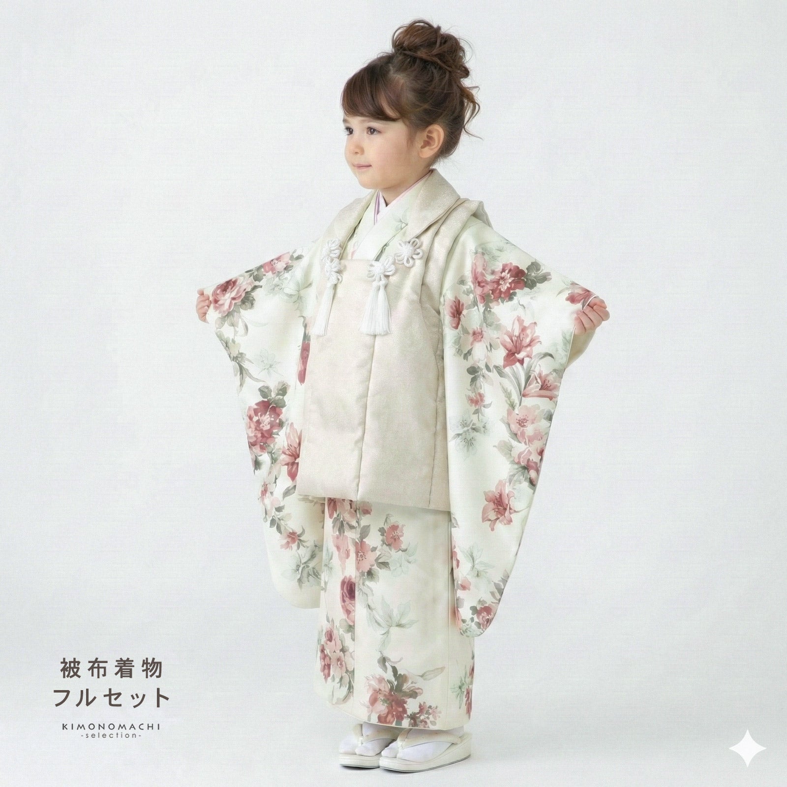 七五三早割COUPON10%OFF10/8迄)七五三 着物 3歳 女の子 被布セット「銀