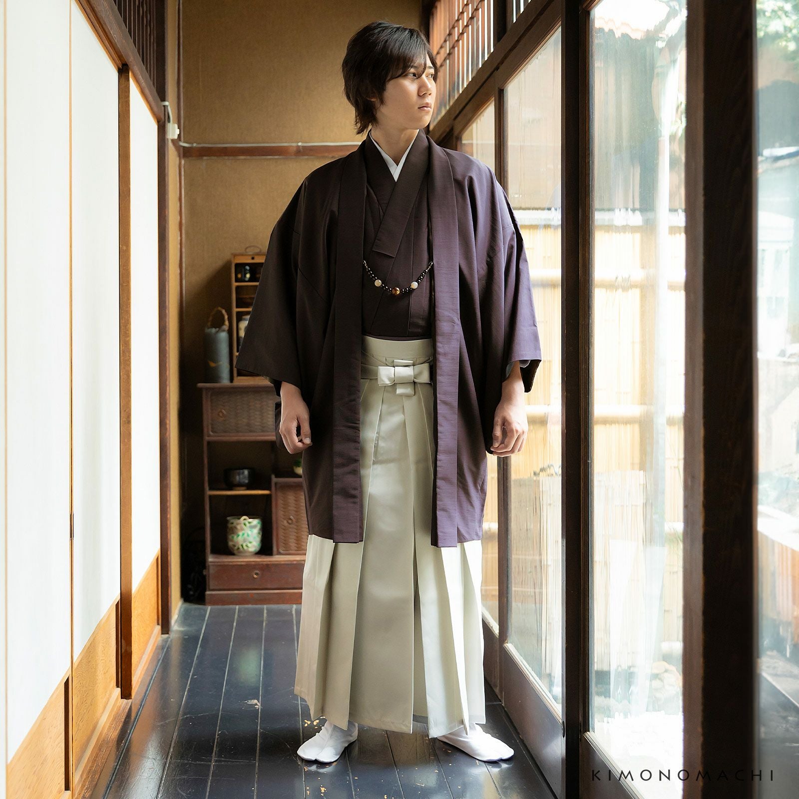 袴 メンズ 馬乗り袴 単品「象牙色」S/M/L/LL/3L サイズ 馬乗袴 男 男性