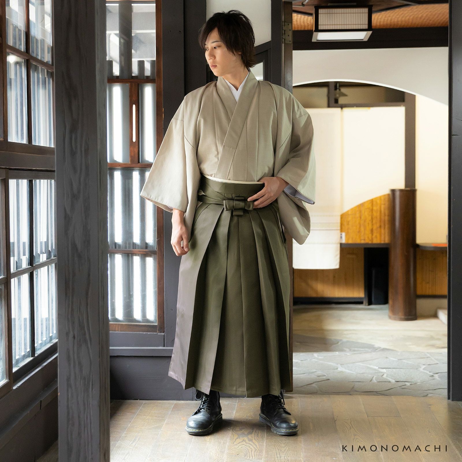 袴 メンズ 馬乗り袴 単品「利休色」S/M/L/LL/3L サイズ 馬乗袴 男 男性