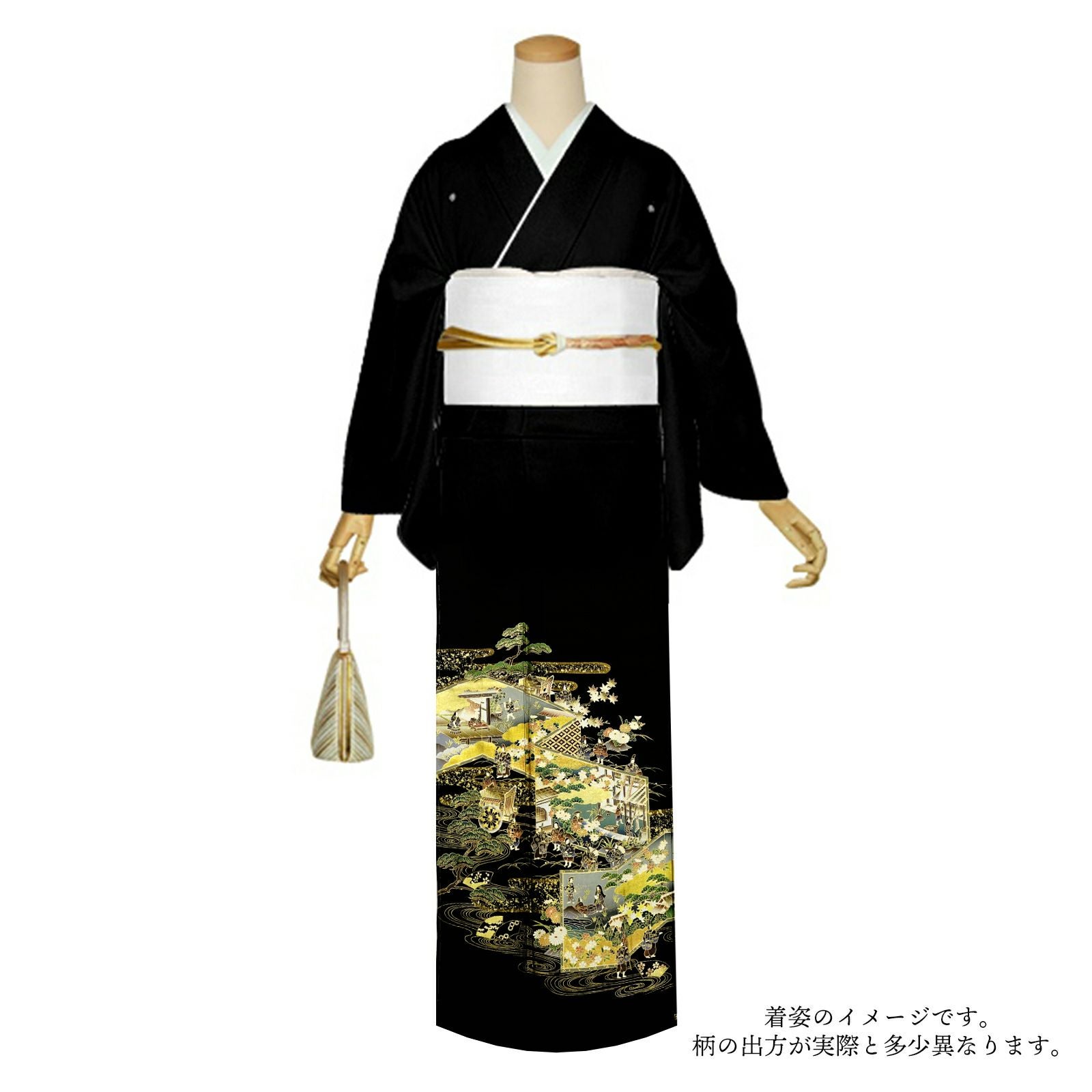 豪華逸品! 作家物 本金箔汕頭洛中洛外図 黒留袖 五つ紋 比翼あり落款あり 関芳 洛中洛外図 黒留袖 No.CA-0574-Mサイズのレンタル｜きもの365