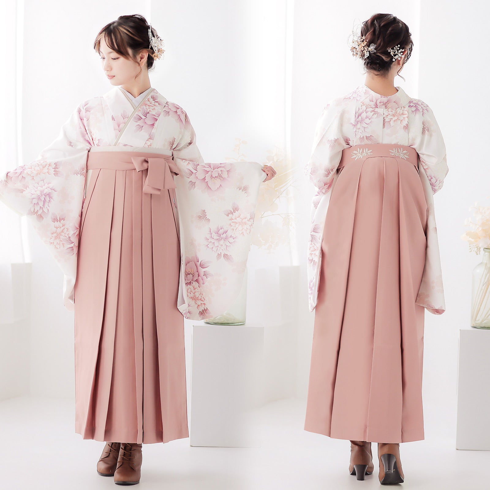 袴 セット 卒業式 女性 4点セット「二尺袖+刺繍袴+袴下帯+襦袢」卒業式