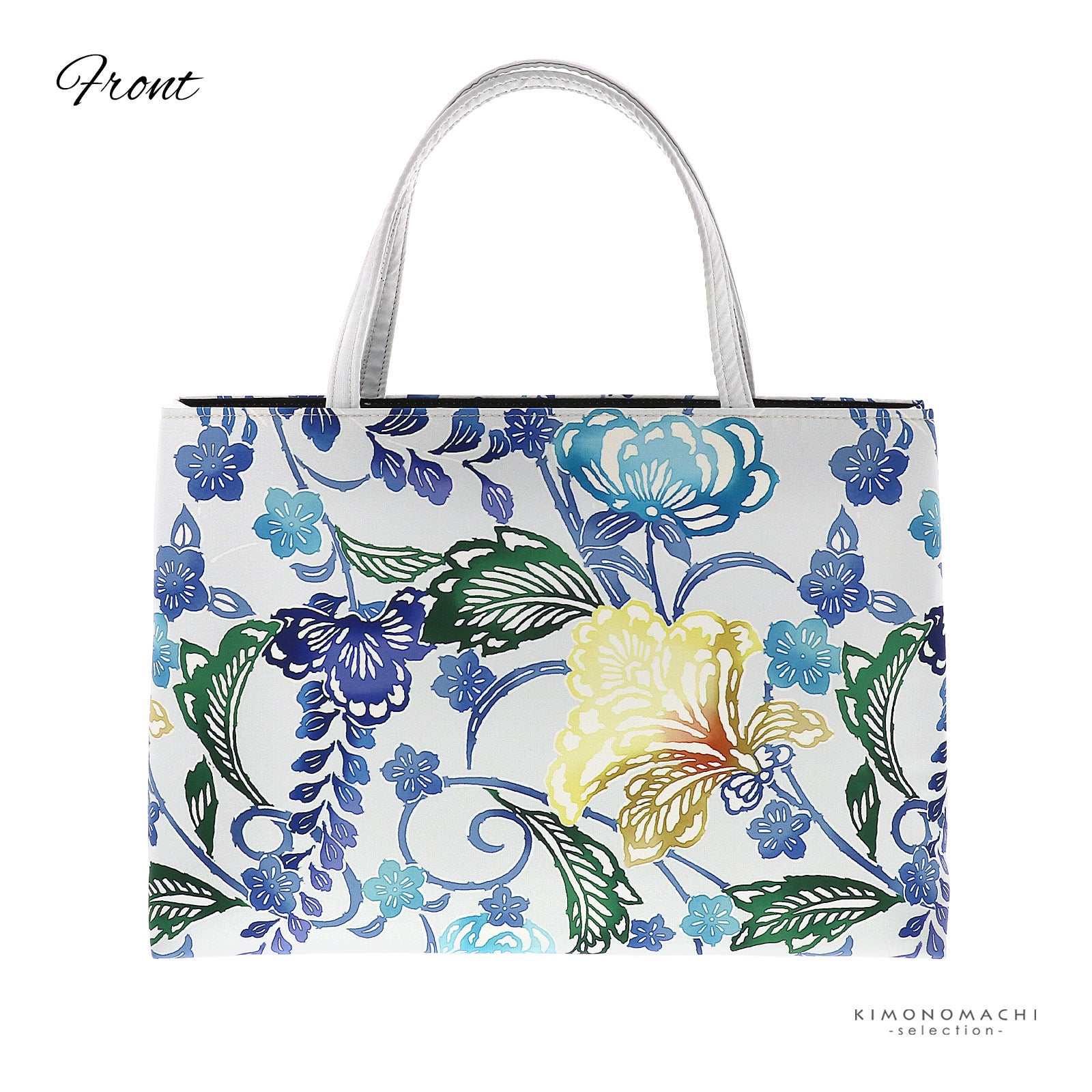 和装用バッグ 花柄ホワイト×水色 和装用バッグ 花柄ホワイト×水色 和装用バッグ 花柄ホワイト×水色