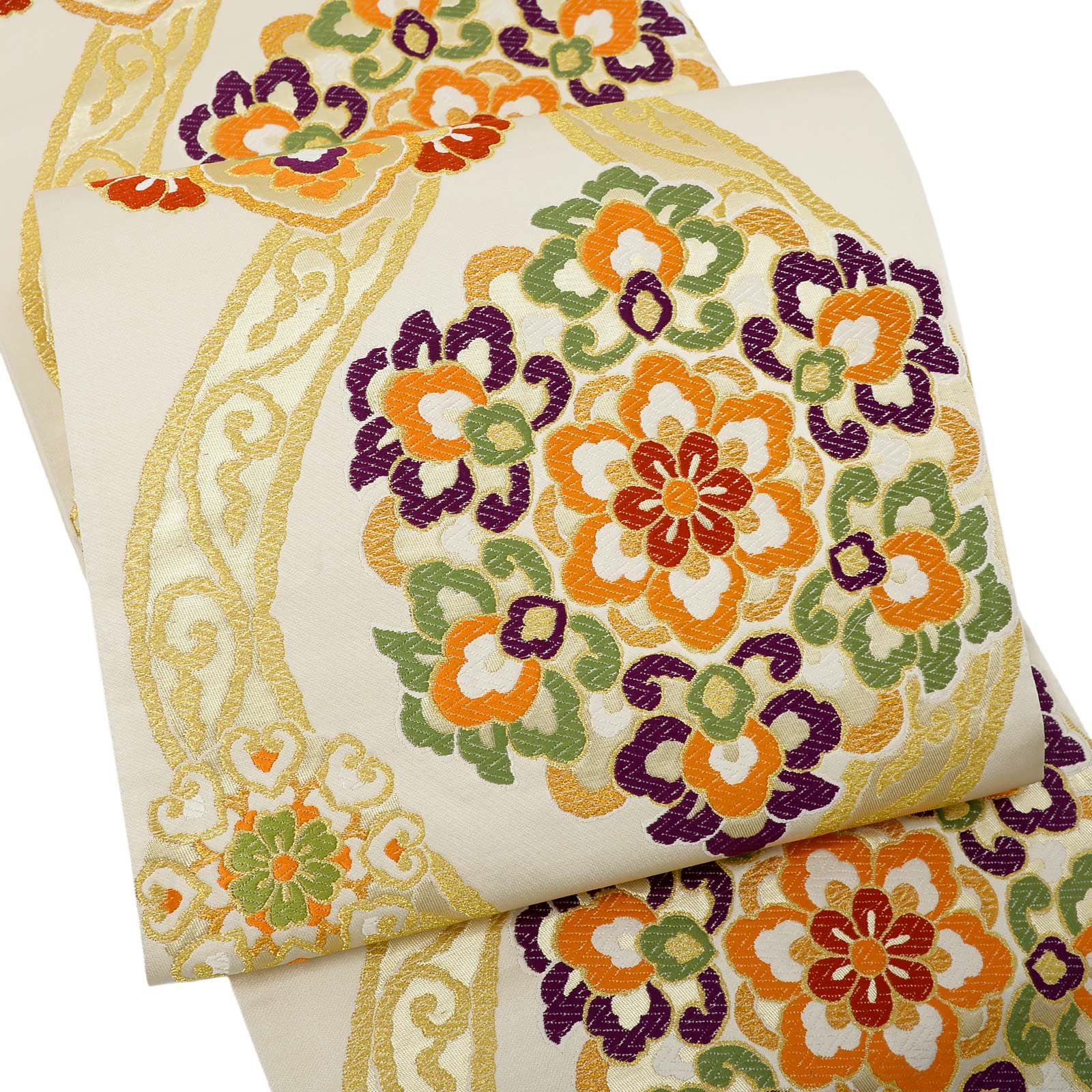 振袖 帯「赤 工字繋ぎ」日本製 西陣織 西陣織証紙番号 No.2219 佐々木