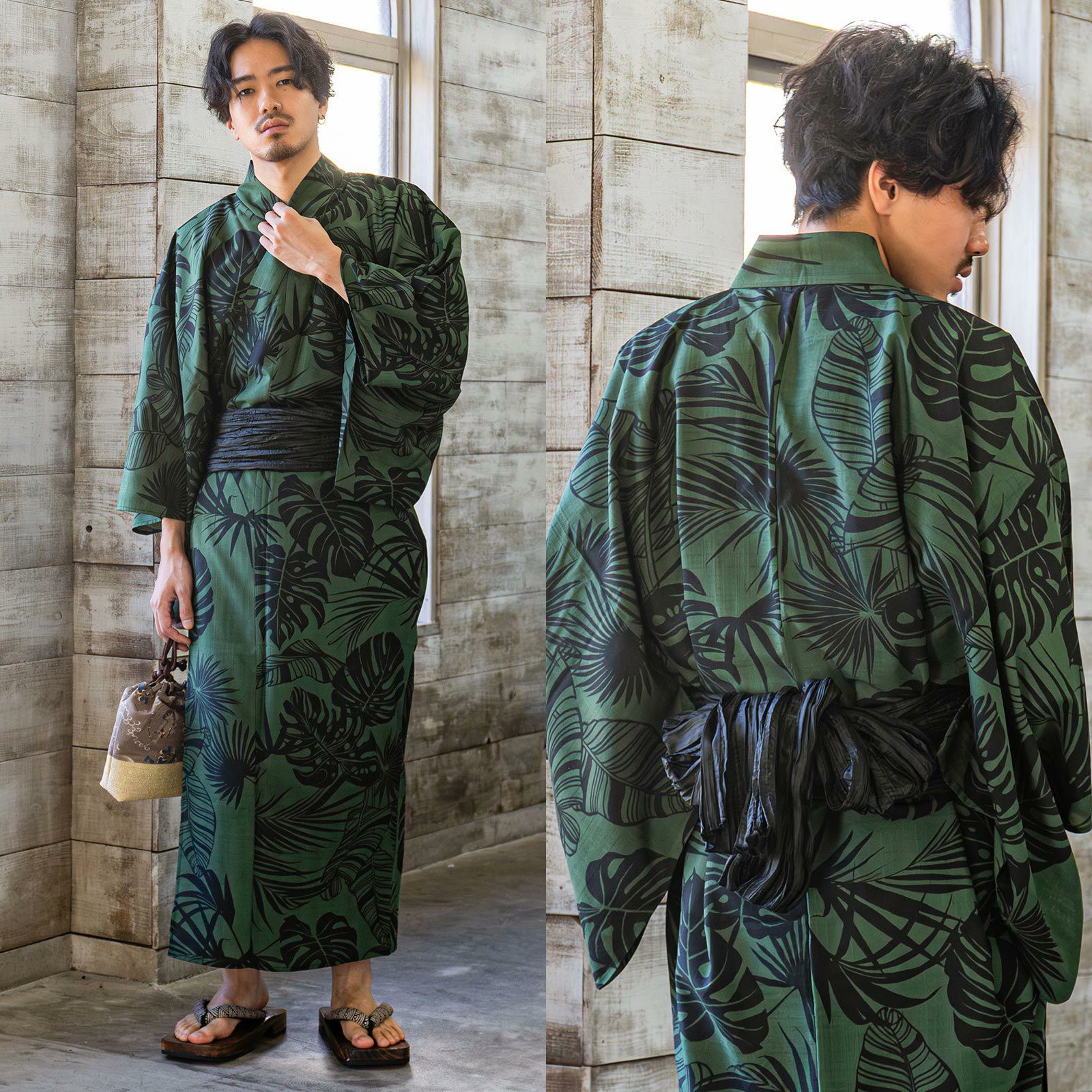 浴衣 帯 しわ兵児帯 単品「レッド・ホワイト・ブラック・イエロー