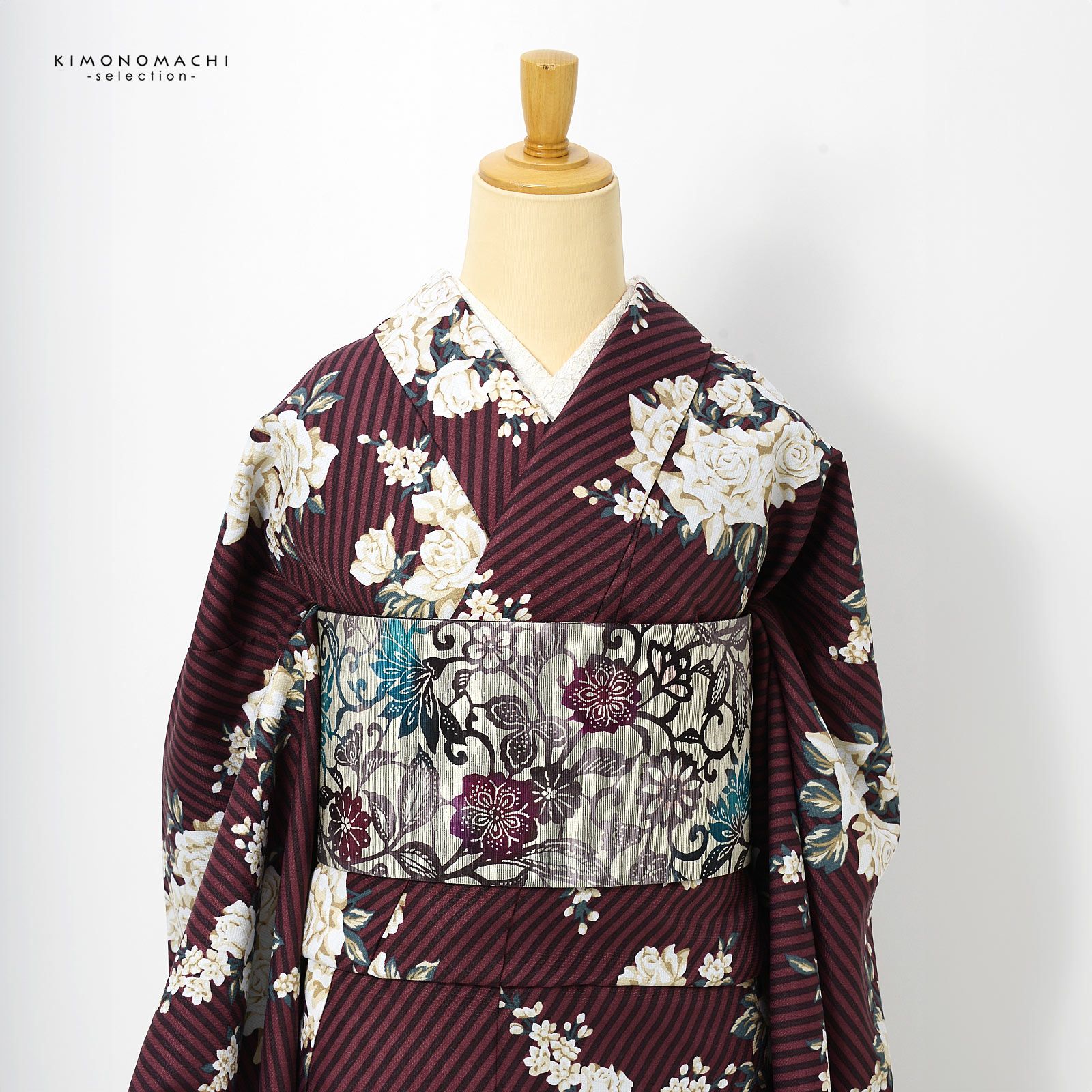 半幅帯 単品 お仕立て上がり 帯 ブランド 召しませ華「和花更紗 臙脂