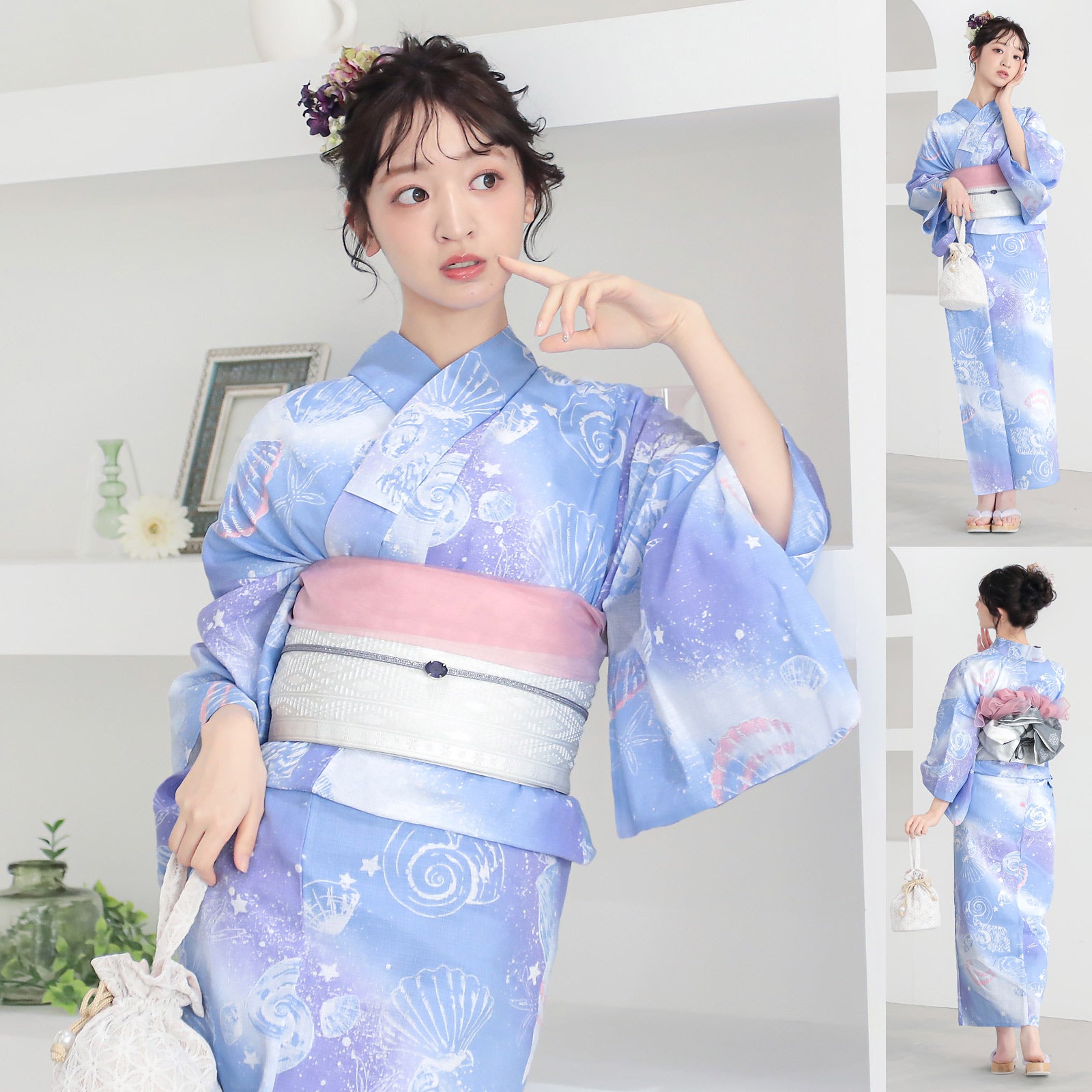 浴衣10％OFFクーポン7/17迄)浴衣セット レディース 大人可愛い 浴衣2点