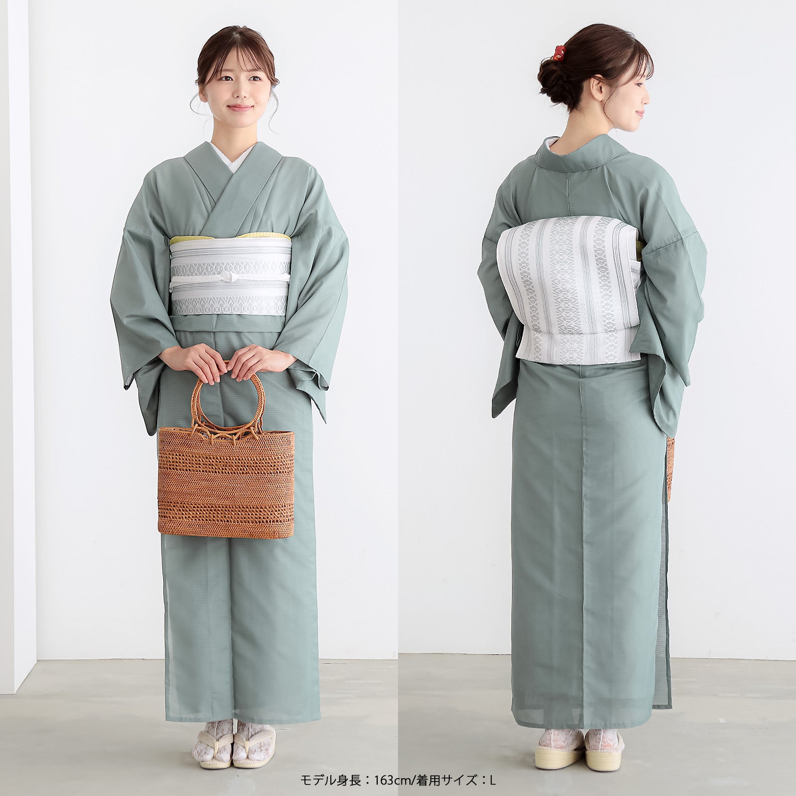 レディース 夏着物 色無地 絽（駒絽）洗える単衣着物 「濃藍・千草色