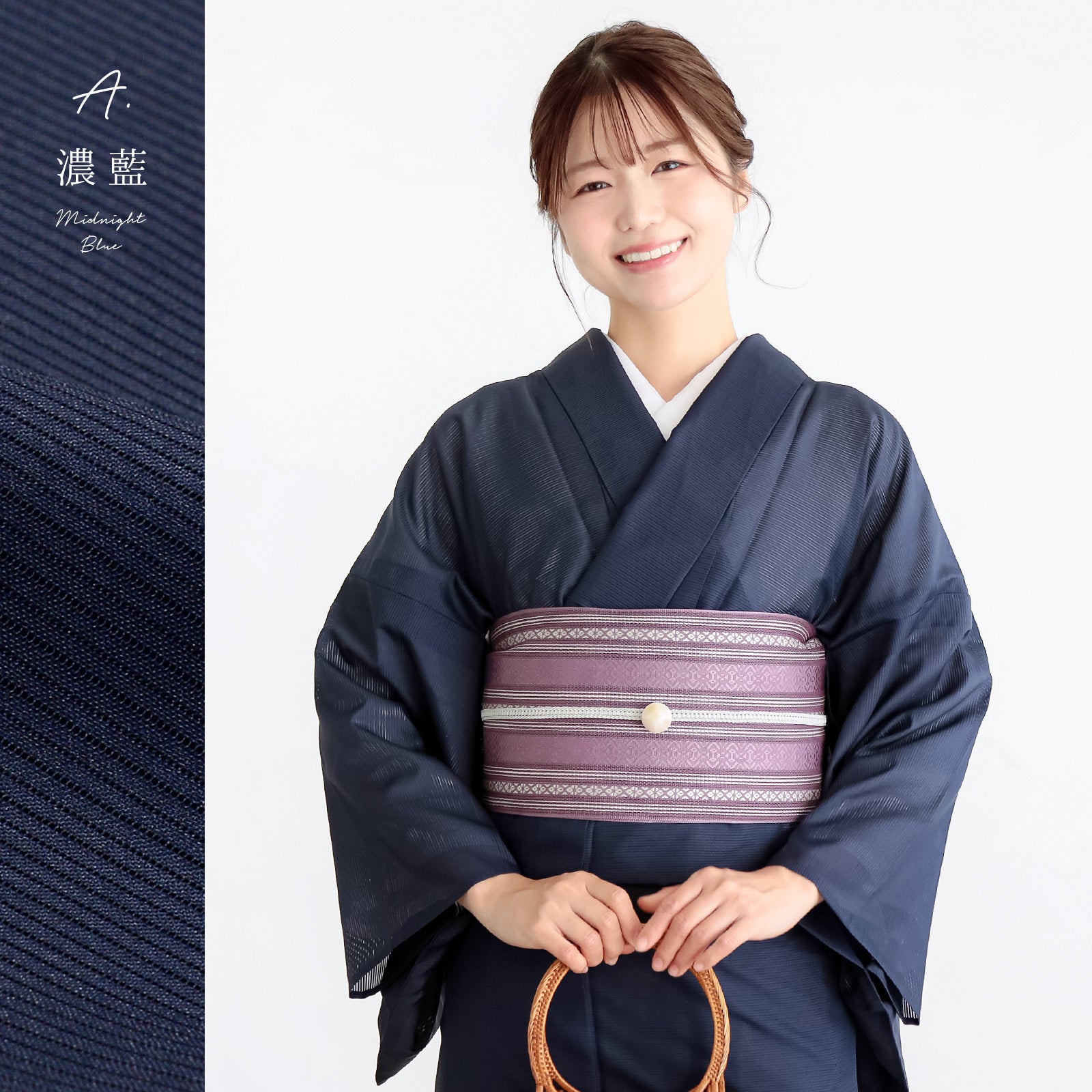 夏物着物 銀座【着物4633】ざざんざ織 単衣 着物 弁慶格子 :身丈157/裄65 - 銀座