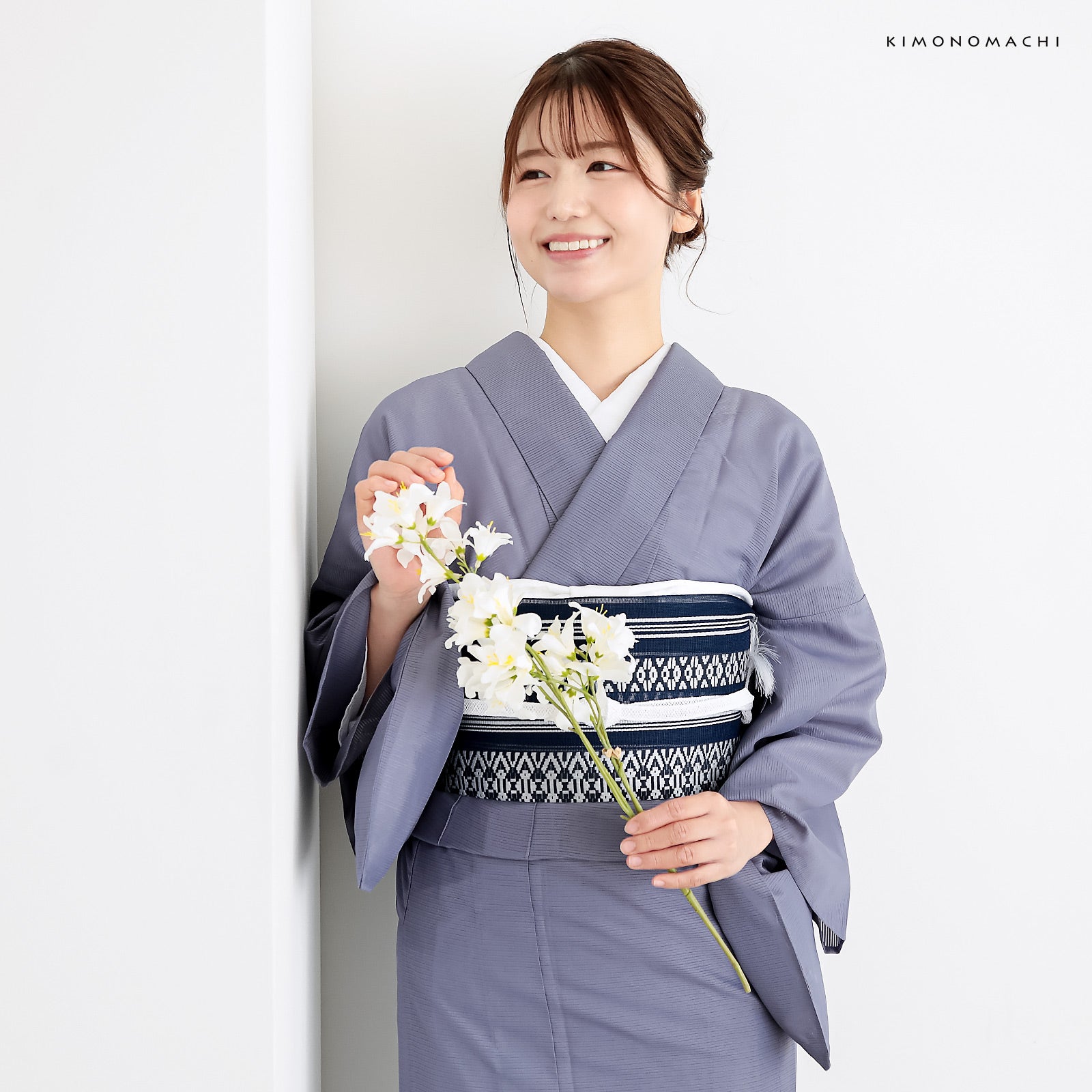 レディース 夏着物 色無地 絽（駒絽）紗八寸帯 2点セット「濃藍・千草