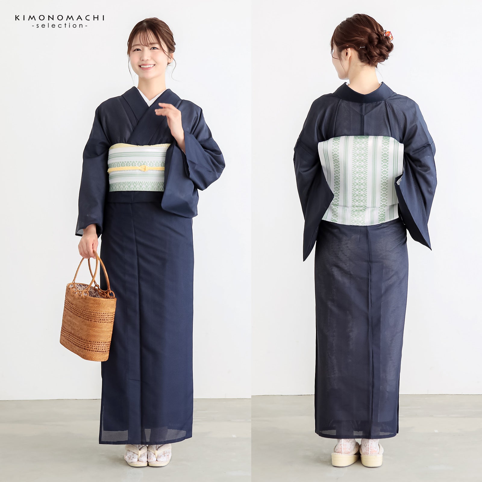 紗献上八寸帯 単品「白×青磁色」日本製 ポリエステル帯 仕立て上がり帯