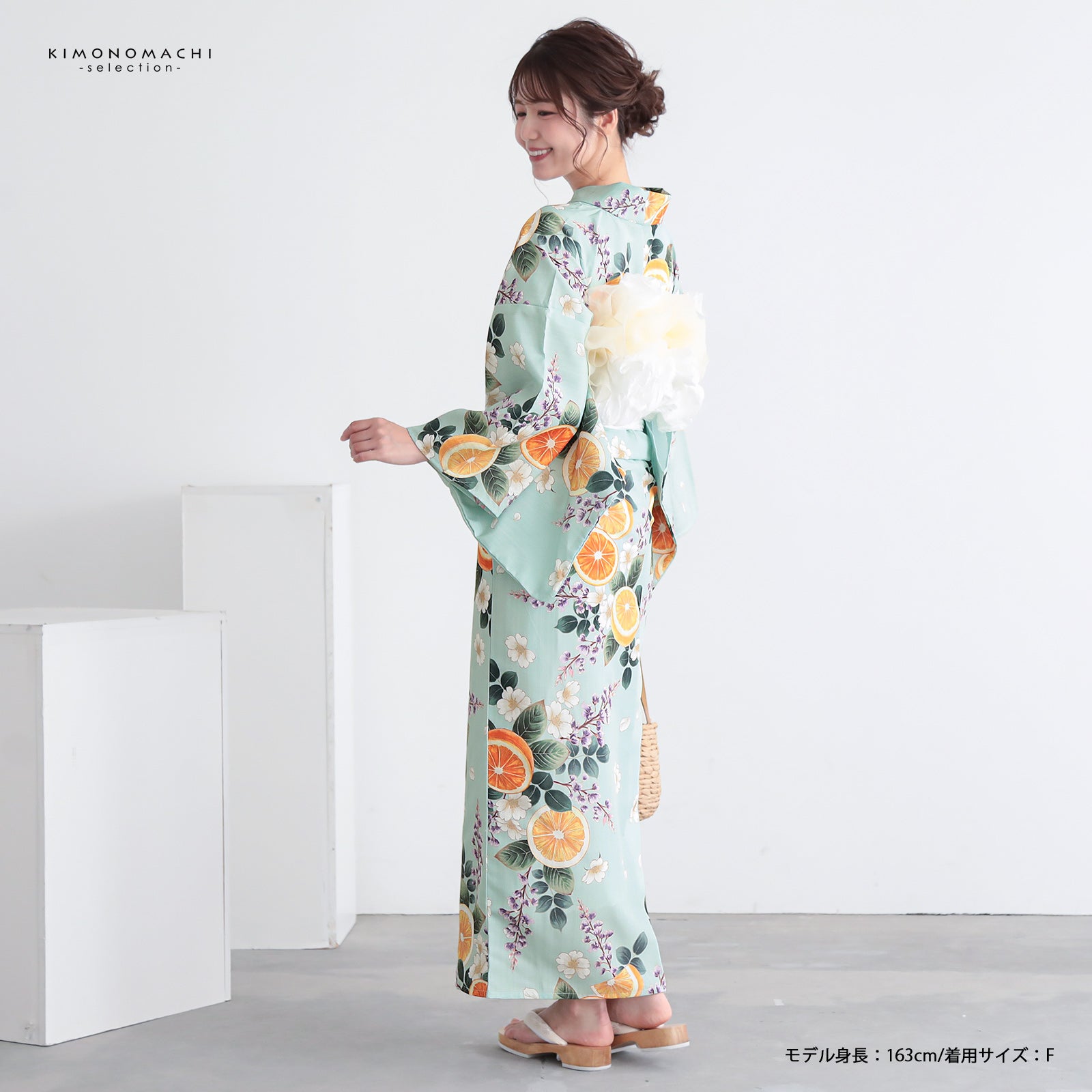 浴衣 レディース 女性浴衣単品「ウォーターグリーン ネロリ」Fサイズ