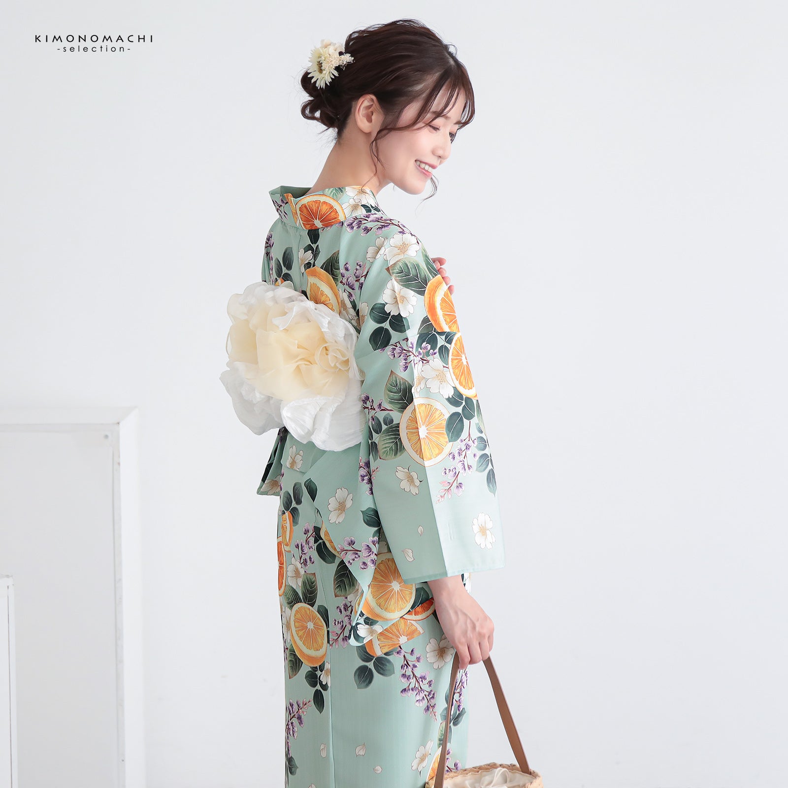 浴衣 レディース 女性浴衣単品「ウォーターグリーン ネロリ」Fサイズ