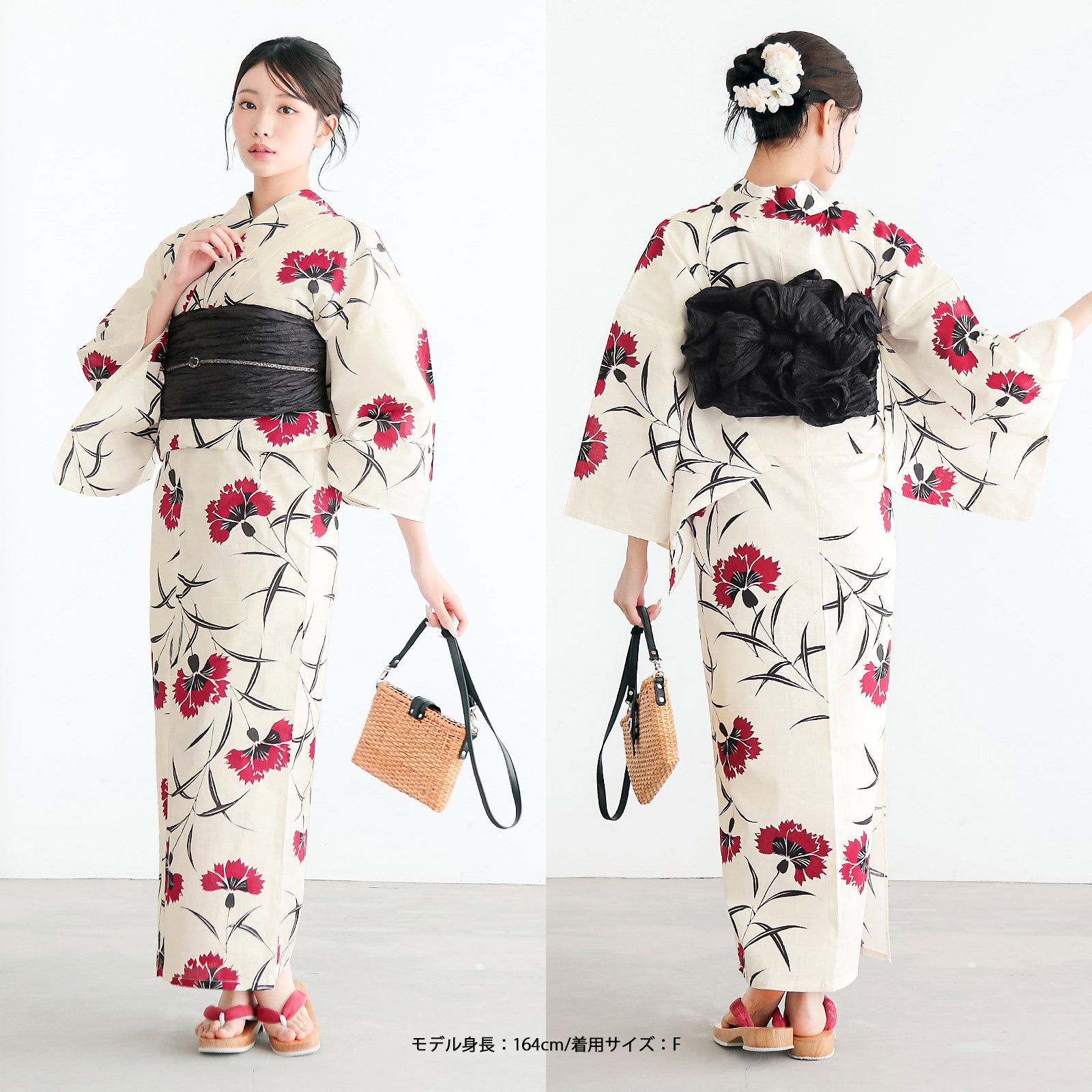 浴衣 レディース 女性 2点セット (浴衣+しわ兵児帯)「スイートリリー