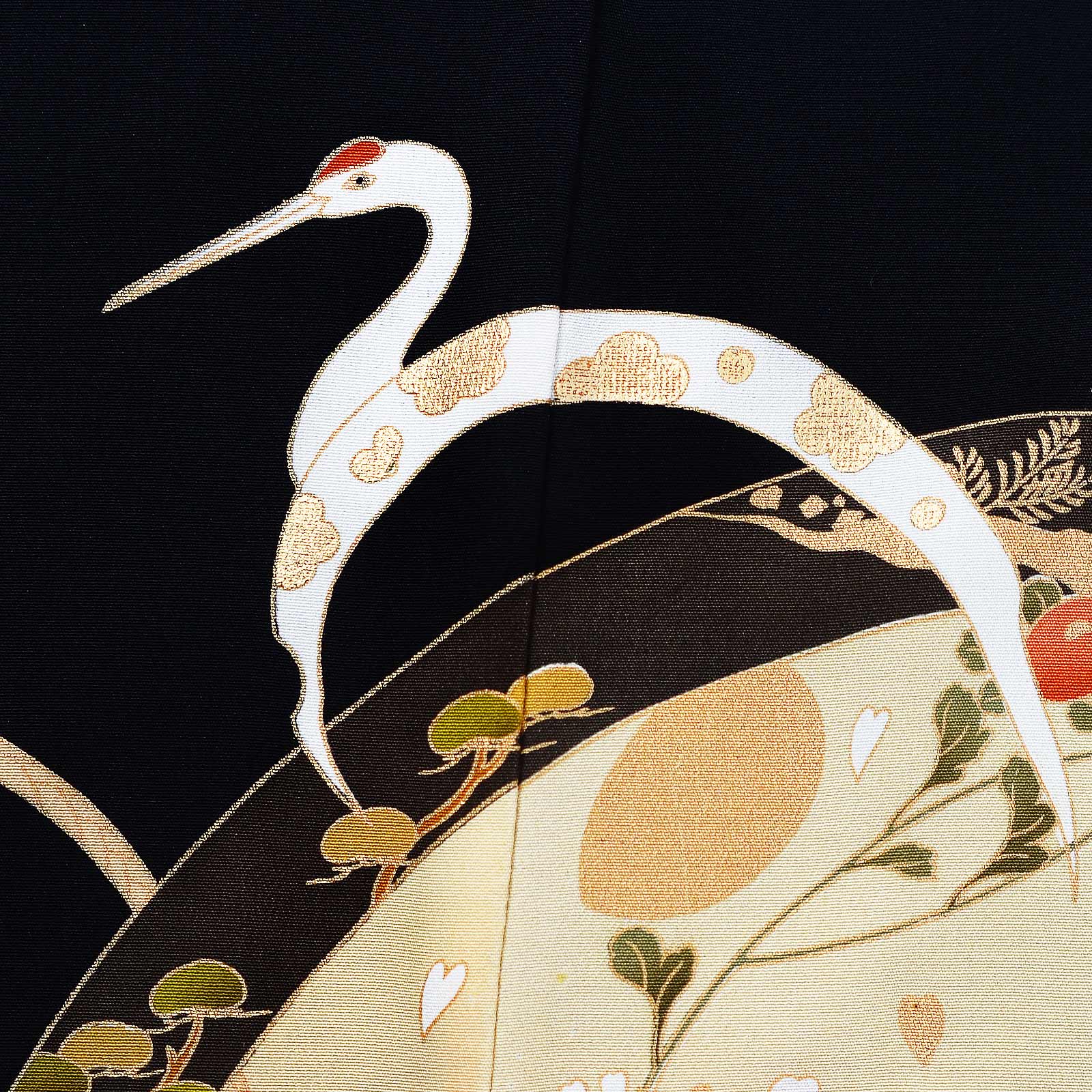 訳アリ】黒留袖 お仕立て上がり 単品「鶴、吉野山」正絹 紋入れ代込み