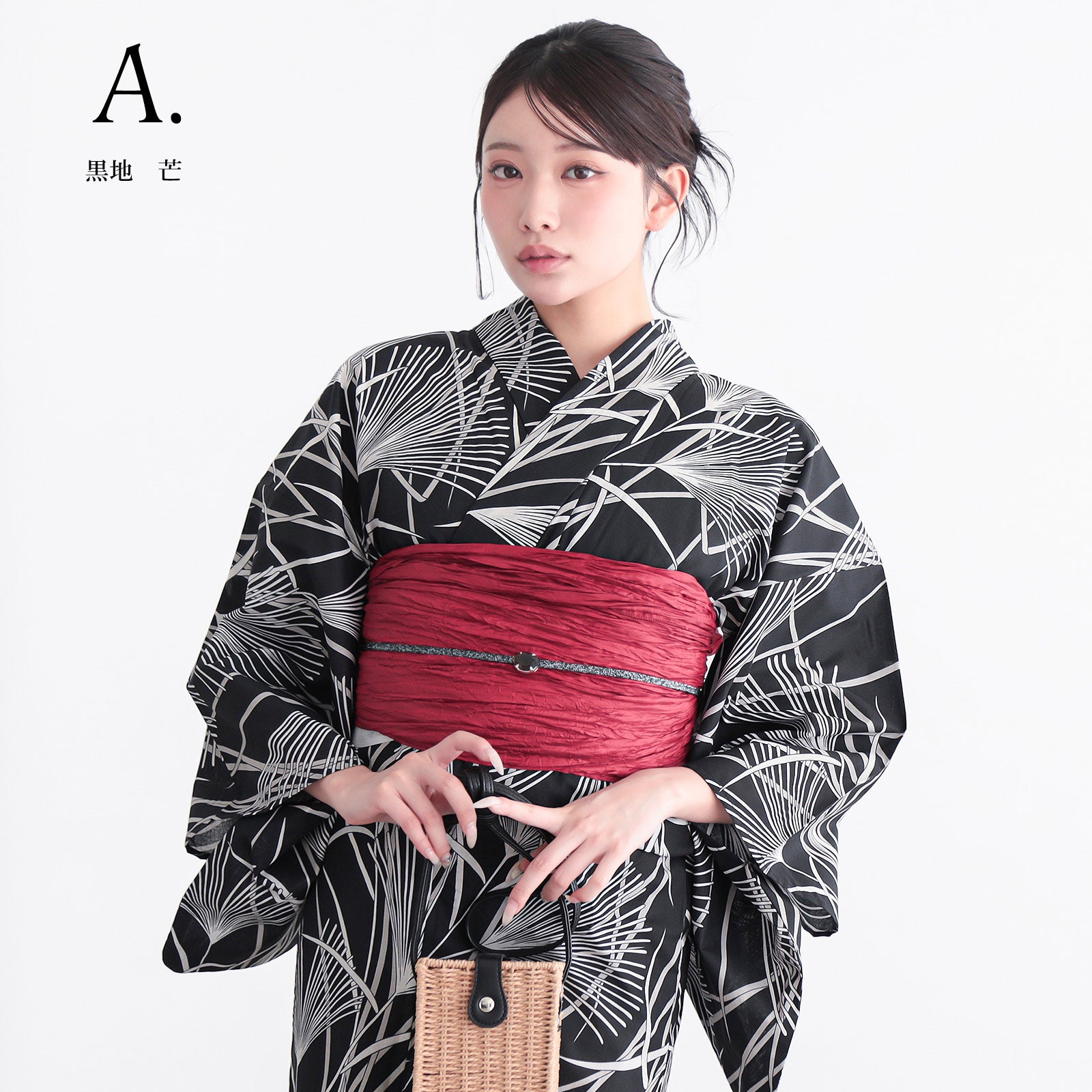 浴衣 レディース 女性 2点セット (浴衣+しわ兵児帯)「芒・菊・縞に花