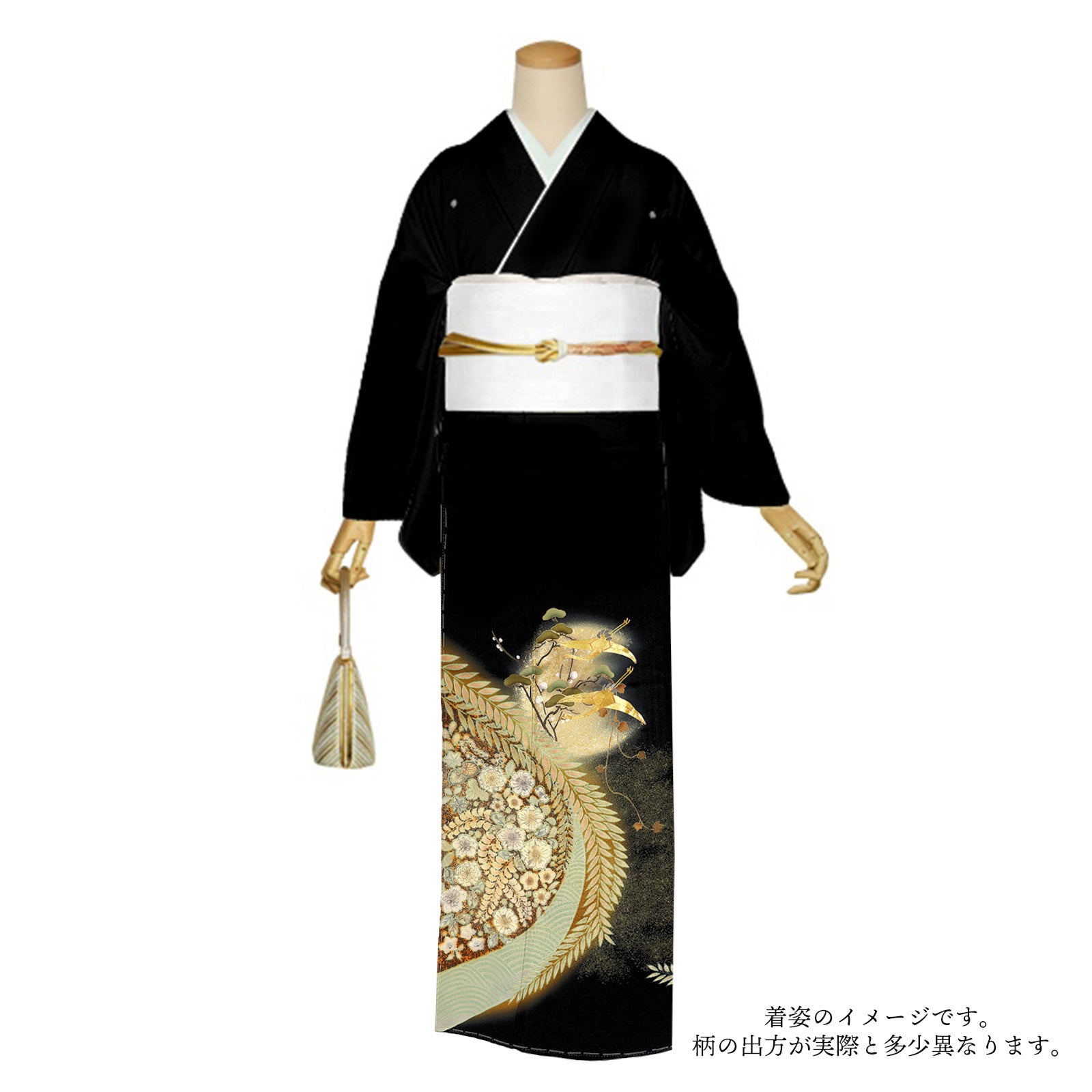 黒留袖 お仕立て上がり 単品「辻が花に鶴」正絹 紋入れ代込み 留袖