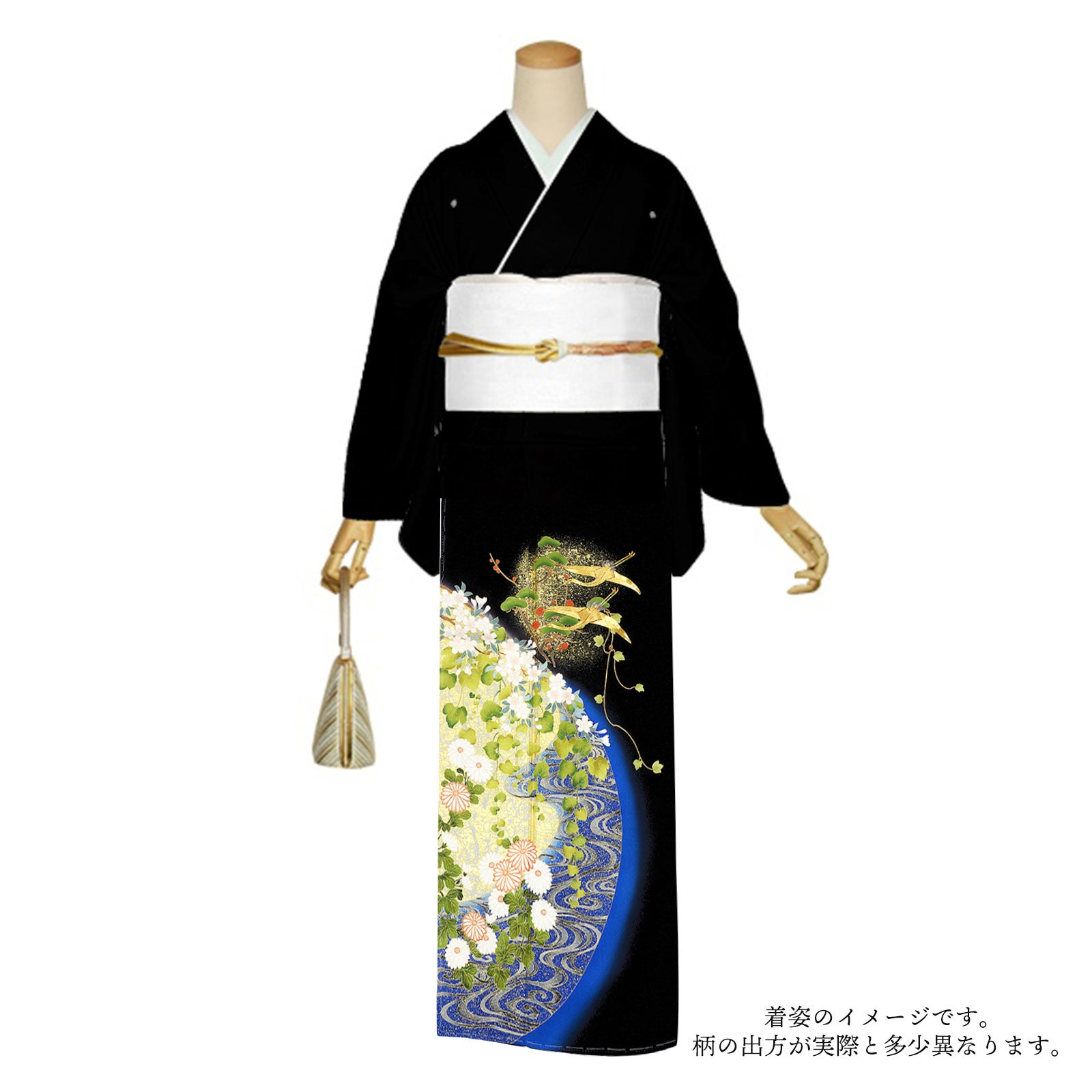 黒留袖 お仕立て上がり 単品「流水に菊楓」正絹 紋入れ代込み 留袖