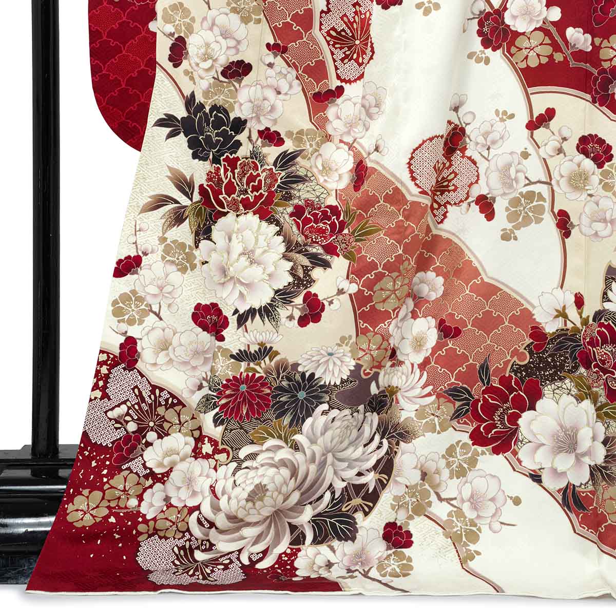 未仕立て 振袖 22点セット「SACRA 白 牡丹に桜 雪輪」仮絵羽 振り袖