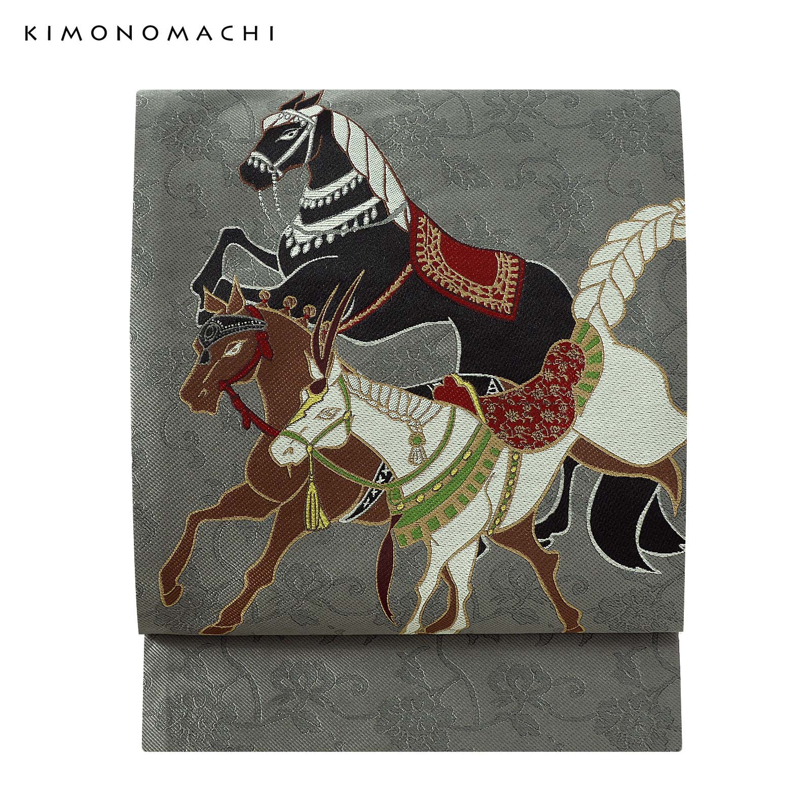 京袋帯 単品 数量限定 KIMONOMACHI オリジナル「競べ馬」ポリエステル