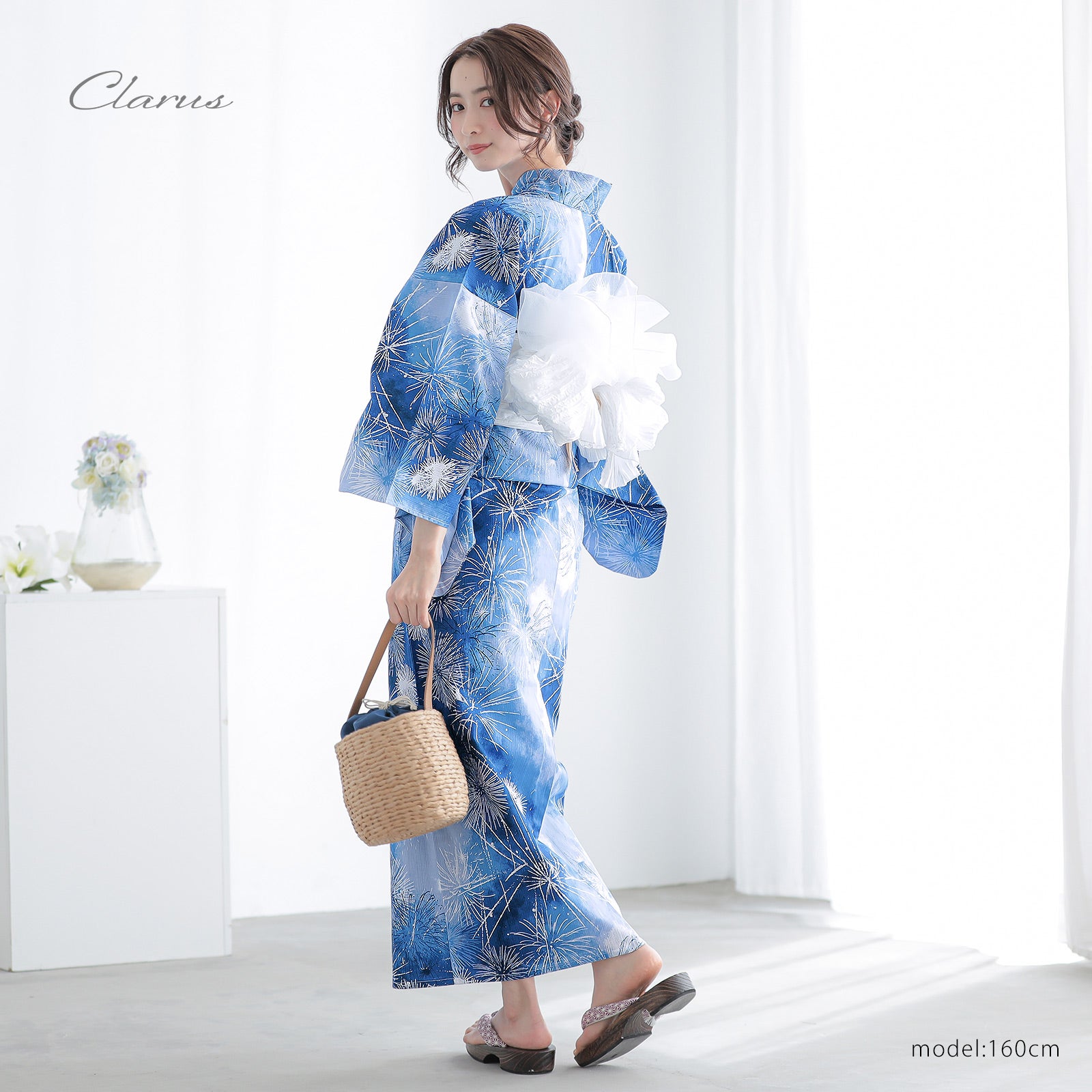 Clarus レディース 女性浴衣2点セット（浴衣＋しわ兵児帯）夏の思い出