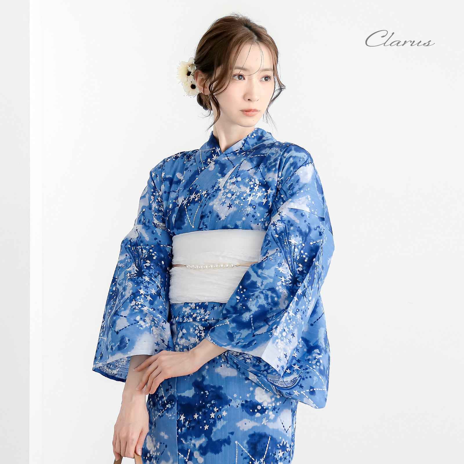 Clarus レディース 女性浴衣2点セット（浴衣＋しわ兵児帯）夏の思い出